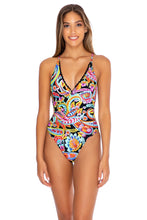 MOON NIGHTS - Laced Up Back High Leg One Piece • Multicolor