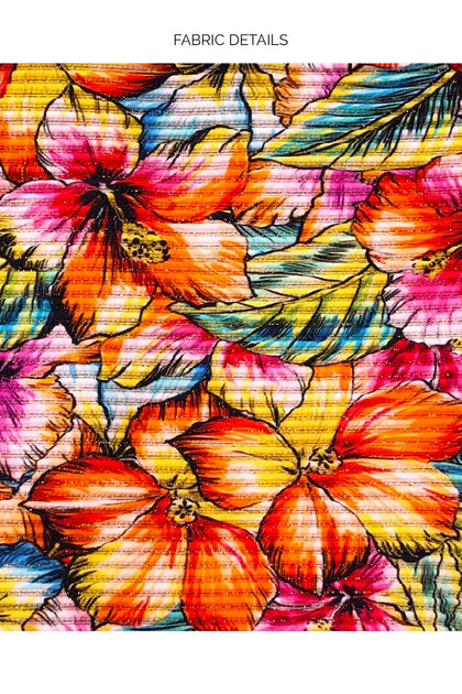 WILD FLOWER - Puckered Ruffle Bralette & Drawstring Side  Bottom • Multicolor