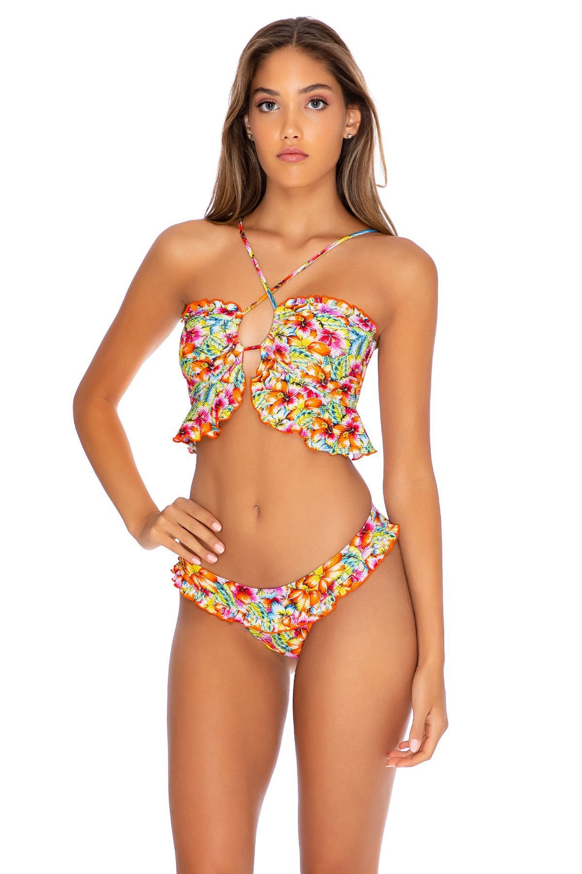 WILD FLOWER - Bandeau Top & Banded Moderate Bottom • Multicolor
