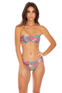LULI TRIBE - Underwire Push Up Bandeau Top & Seamless Full Ruched Back Bottom • Multicolor