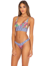 LULI TRIBE - Cross Back Bustier Top & Banded Moderate Bottom • Multicolor