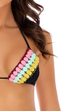 NIGHT LIGHTS - Triangle Top & Wavey Ruched Back Tie Side Bottom • Black