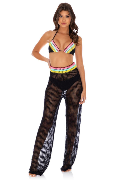 NIGHT LIGHTS - Triangle Top & Flare Bottom Pant • Black