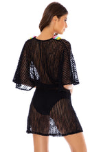 NIGHT LIGHTS - V neck Short Dress • Black