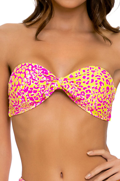 WILD SWEETHEART - Knot Bow Bandeau Top & High Leg Tie Front Bottom • Multicolor