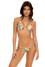SHOCKING FLORALS - Triangle Top & Wavey Ruched Back Tie Side Bottom • Multicolor