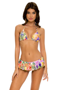 SHOCKING FLORALS - Triangle Top & Ruffle Wavey Back Ruched Bottom • Multicolor