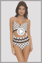 SPOTTED - Underwire Top & Mesh Divided High Leg Banded Waist Bottom • Black White