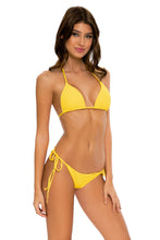 PLAYA VIBES - Triangle Top & Wavey Ruched Back Tie Side Bottom • Yellow