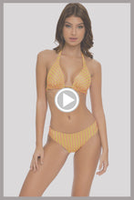 REBEL GLAM - Triangle Halter Top & Seamless Full Ruched Back Bottom • Disco Gold