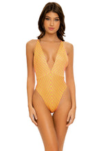 REBEL GLAM - Deep V Crossed Back One Piece • Disco Gold