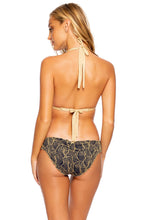 DREAMWEAVER - Triangle Halter Top & Seamless Full Ruched Back Bottom • Navy Gold