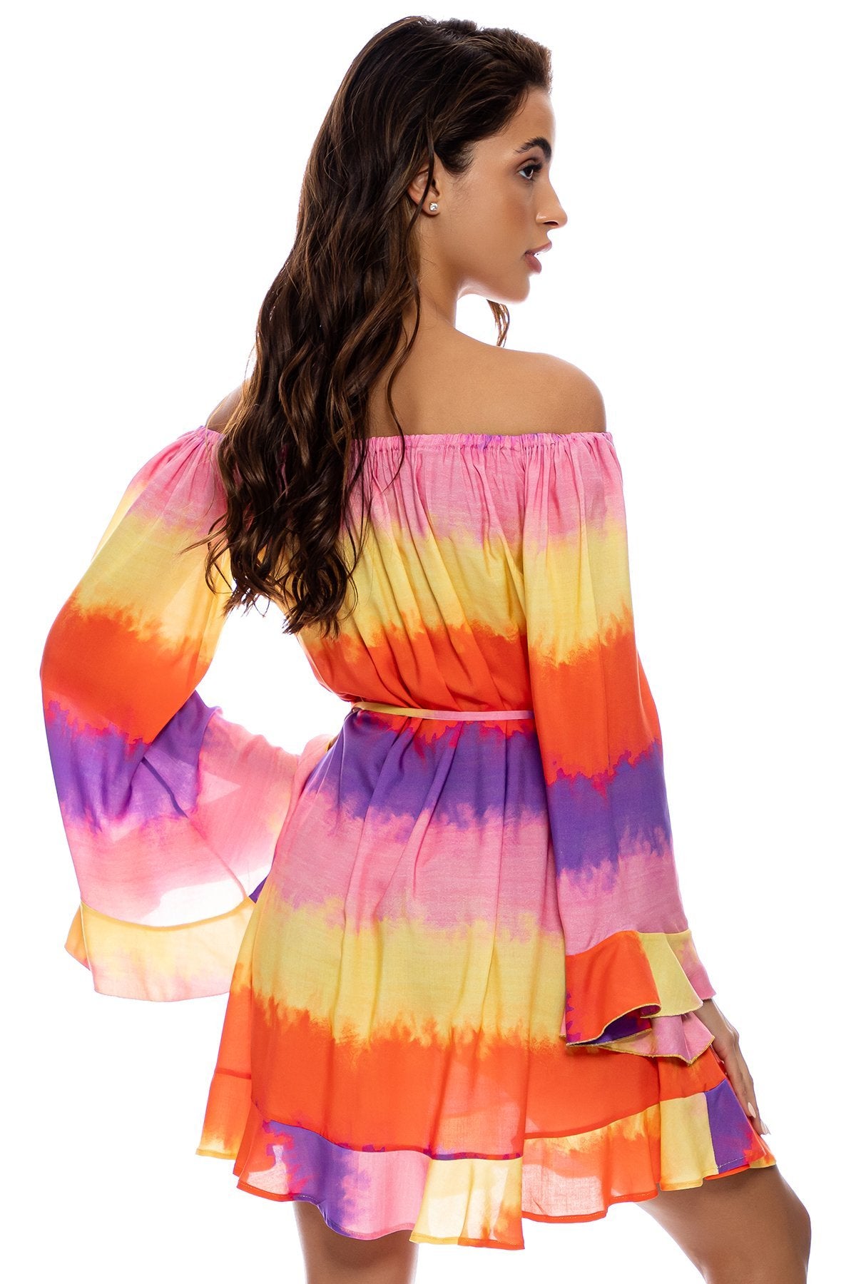 MIAMI SUNSETS - Off The Shoulder Ruffle Dress • Multicolor