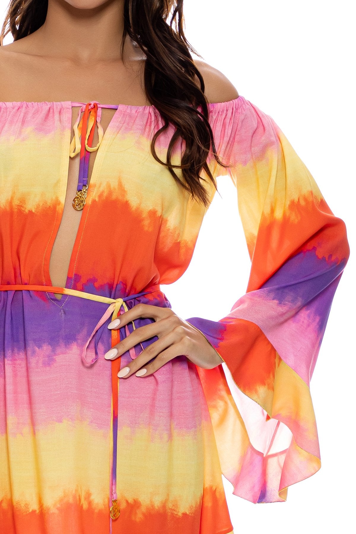 MIAMI SUNSETS - Off The Shoulder Ruffle Dress • Multicolor