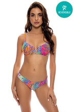 WILD WATERS - V Splice Bralette & Seamless Wavy Ruched Back Bottom • Multicolor