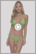 STARDUST - Stitch Triangle Top & Stitch Ruched Back Brazilian Tie Side Bottom • Lime