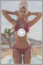 STARDUST - Stitch Triangle Top & Stitch Ruched Back Brazilian Tie Side Bottom • Magenta