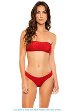 STARDUST - Free Form Bandeau & Seamless Wavy Ruched Back Bottom • Red