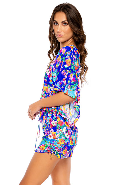 WATER BLOSSOMS - Cabana V Neck Dress • Multicolor