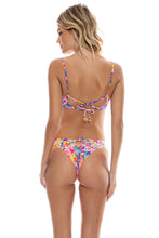 WATER BLOSSOMS - Scoop Neck Cut Out Top & Wavy Ruched Back  Bottom • Electric Coral