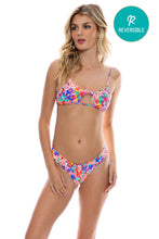 WATER BLOSSOMS - Scoop Neck Cut Out Top & Wavy Ruched Back  Bottom • Electric Coral