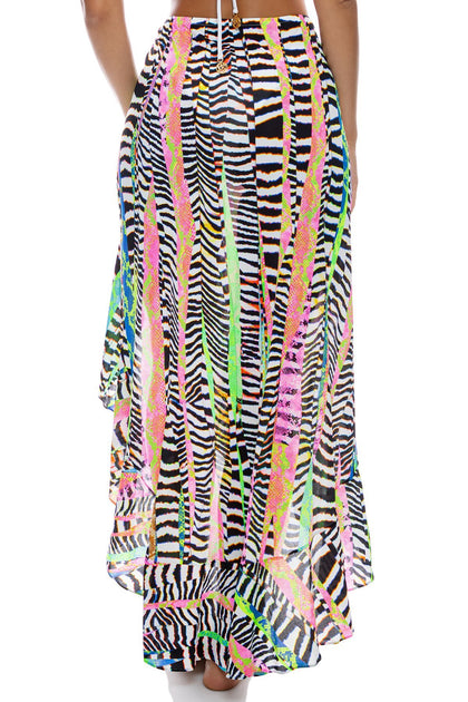 LULI DISCO - Bell Sleeve Crop Top & Ruffle High Lo Slit Skirt • Multicolor Campaign