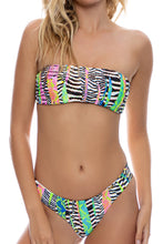 LULI DISCO - Free Form Bandeau & Seamless Wavy Ruched Back Bottom • Multicolor