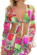 FIERCE SOUL - Bell Sleeve Crop Top & Ruffle High Lo Slit Skirt • Multicolor