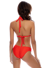 HOT TROPICS - Triangle Halter Top & Seamless Full Ruched Back Bottom • Lava Red