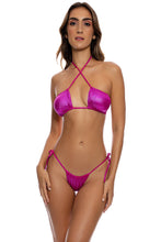 BABES JUST WANT SUN - Multiway Scrunched Cup Bandeau & Seamless String Brazilian Tie Side Bottom • Ruby