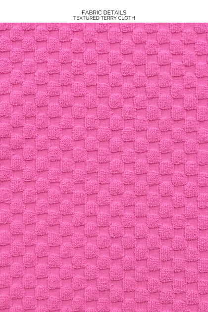 BEACH FUZZ - Deep V Polo Crop Top & Side Slit Skirt • Bubble Gum