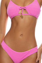 BEACH FUZZ - Scoop Neck Cut Out Top & Seamless Wavy Ruched Back Bottom • Bubble Gum