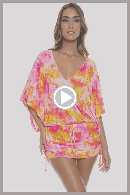 RETRO DREAM - Cabana V Neck Dress • Multi Pink