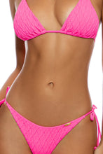 DIAMOND GIRL - Triangle Top & Seamless Wavy Ruched Back Tie Side Bottom • Shocking Pink