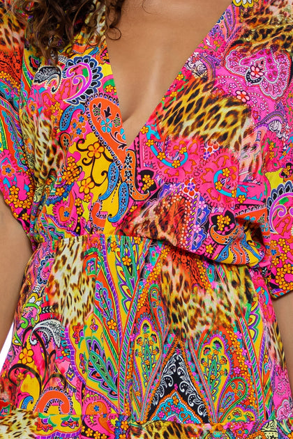 SHORE THING - Playera V Neck Ruffle Dress • Multicolor