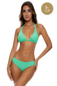STARLIGHT - Triangle Halter Top & Seamless Full Ruched Back Bottom • Mint