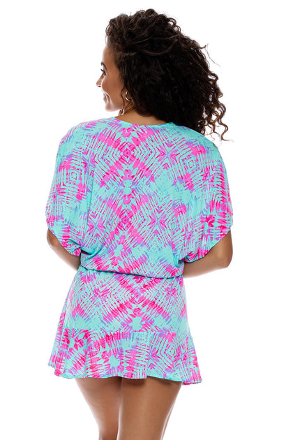 SHOCK WAVES - Playera V Neck Ruffle Dress • Multicolor