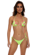 TI AMO - Ruffle Trim Seamless Triangle Top & Seamless Reversible Wavy Ruched Back Brazilian Tie Side Bottom • Radiant Yellow