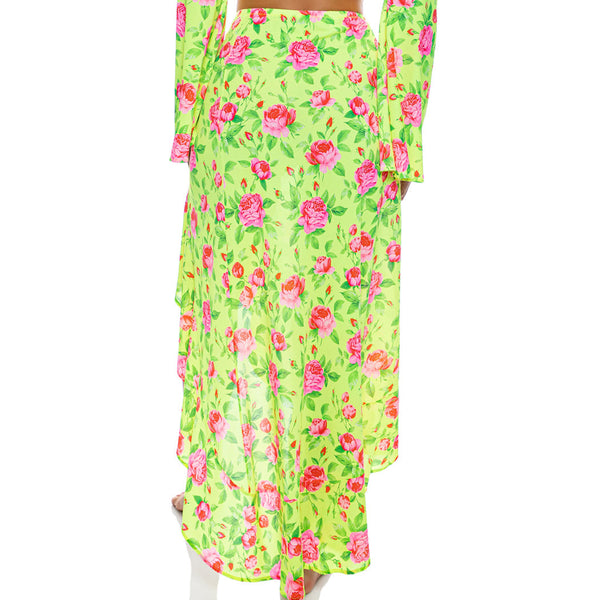 TI AMO - Ruffle High Lo Slit Skirt