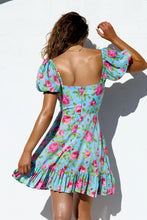 TI AMO - Ruched Square Neckline 
Dress • Aqua