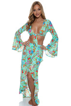 IL MARE - Bell Sleeve Crop Top & Ruffled High-lo Slit Skirt • Aqua