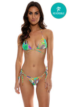 POSITANO - Looped Triangle Top & Seamless Reversible Wavy Ruched Back Brazilian Tie Side Bottom • Multicolor