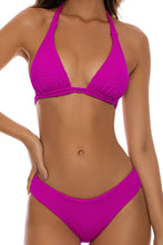 CAPRI - Triangle Halter Top & Seamless Full Ruched Back Bottom • Fuchsia