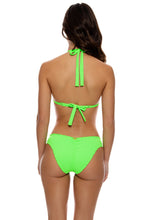 QUE SERA SERA - Triangle Halter Top & Seamless Full Ruched Back Bottom • Neon Lime