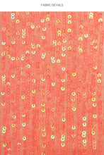 CHASING STARS - Sequins Triangle Top & Sequins Ruched Back Brazilian Tie Side Bottom • Coral