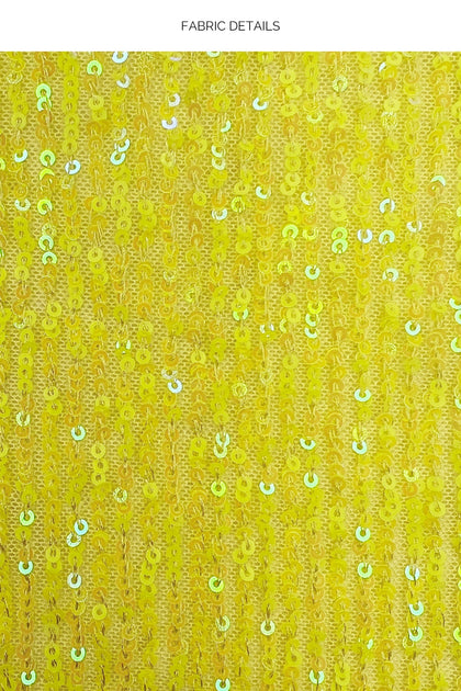 CHASING STARS - Sequins Balconette Top & Sequins Mini Skirt • Neon Yellow