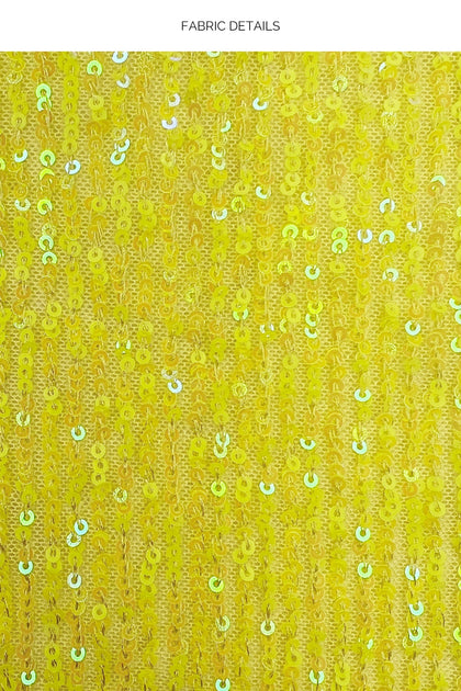 CHASING STARS - Sequins Balconette Top & Sequins Mini Skirt • Neon Yellow