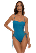 TORNASOL - Square Neck Lace Up One Piece • Azure