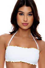 LULI ADORE - Wavy Luxe Stitch Free Form Bandeau Top & Wavy Luxe Stitch Scrunched Up Mini Skirt • White