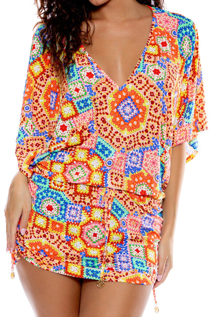 RETRO LULI - Cabana V Neck Dress • Multicolor